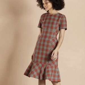 Brooks Brothers Red Fleece Sheath Plaid Dress
